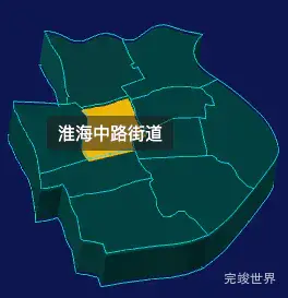 threejs上海市黄浦区地图3d地图鼠标移入显示标签并高亮实例